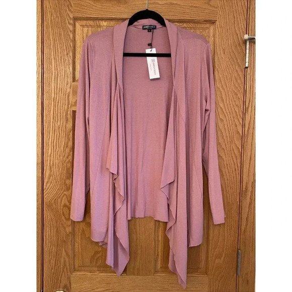 Urban CoCo Women's Drape Front Open Cardigan Long Sleeve Irregular Hem Pink L - Picture 1 of 6